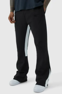 Best Sale boohooMAN Raw Applique Gusset Jogger black