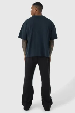 Best Sale boohooMAN Raw Applique Gusset Jogger black