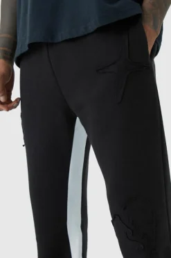Best Sale boohooMAN Raw Applique Gusset Jogger black