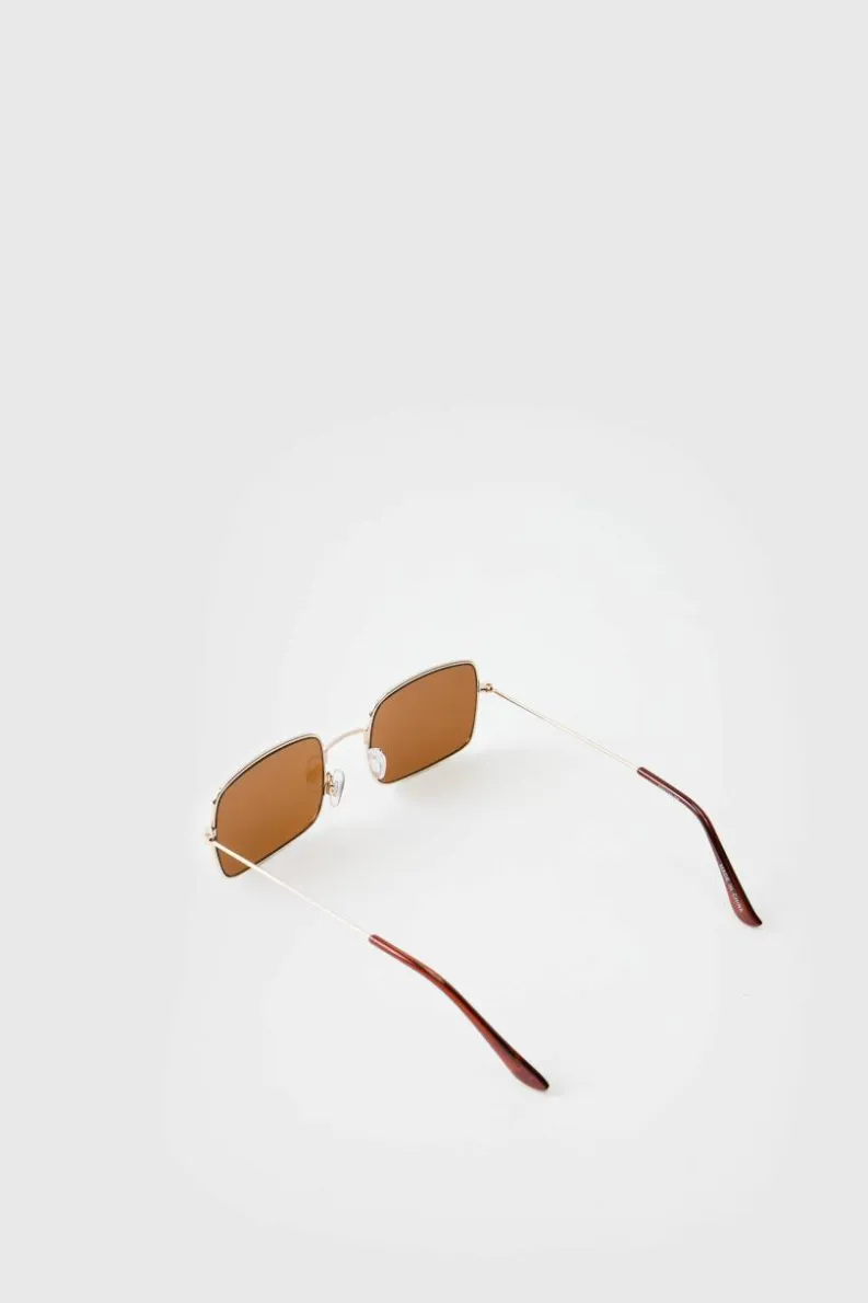 Cheap boohooMAN Rectangular Metal Sunglasses gold