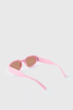 Hot boohooMAN Rectangular Sunglasses pink