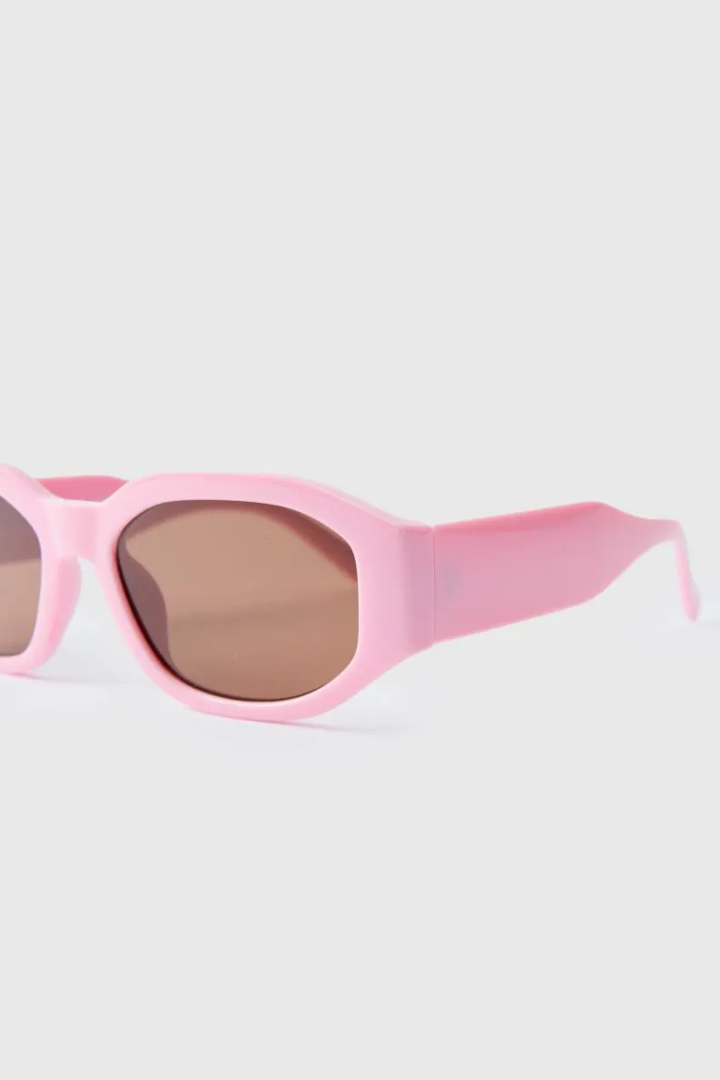 Hot boohooMAN Rectangular Sunglasses pink