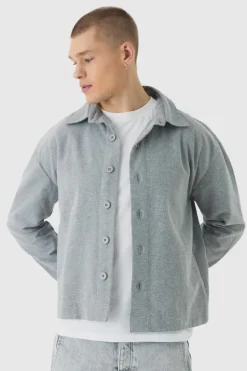 Hot boohooMAN Regular Brushed Twill Overshirt dark grey