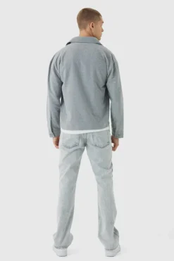 Hot boohooMAN Regular Brushed Twill Overshirt dark grey