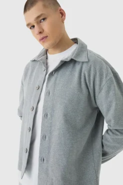 Hot boohooMAN Regular Brushed Twill Overshirt dark grey