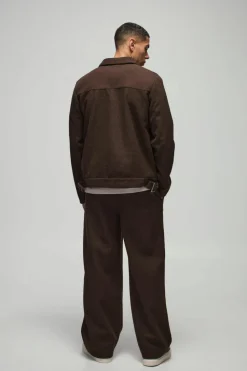 Best boohoo Regular Fit Boucle Harrington & Trouser Suit chocolate