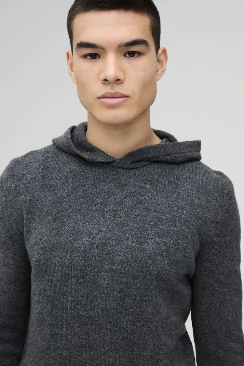 Discount boohooMAN Regular Fit Brushed Knit Hoodie charcoal