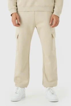 Cheap boohooMAN Regular Fit Cargo Jogger stone