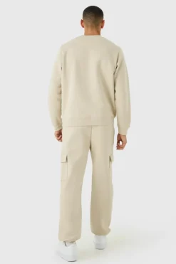 Cheap boohooMAN Regular Fit Cargo Jogger stone