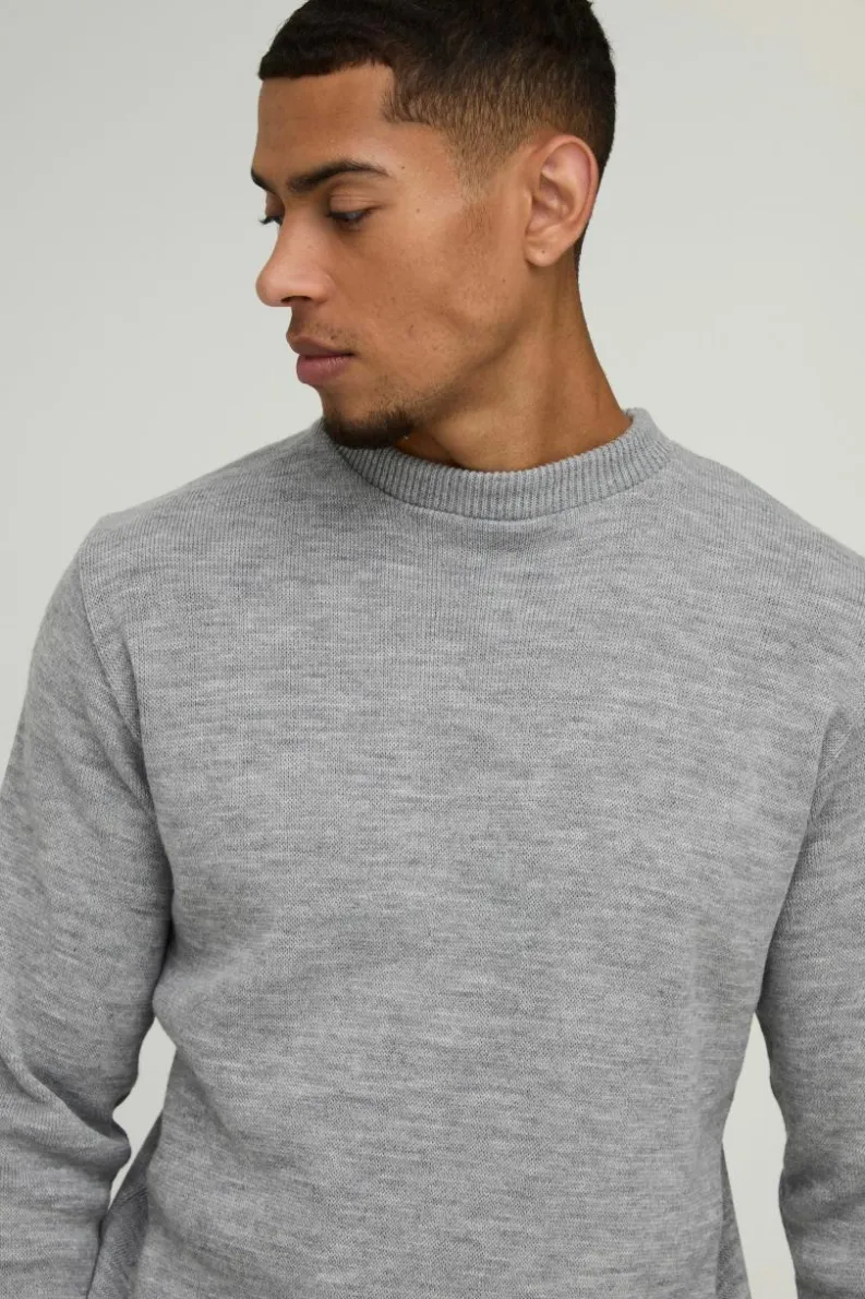 Store boohooMAN Regular Fit Crew Neck Knitted Jumper light grey