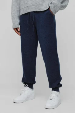 Cheap boohooMAN Regular Fit Cuffed Knit Joggers navy