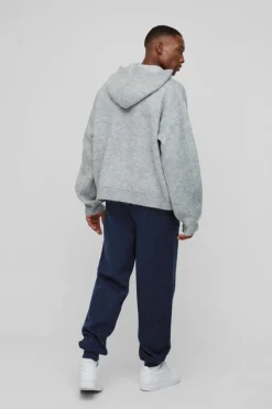 Cheap boohooMAN Regular Fit Cuffed Knit Joggers navy