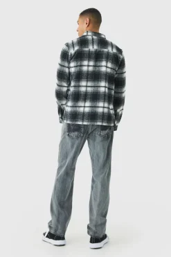 Best boohooMAN Regular Fit Flannel Check Long Sleeve Shirt black