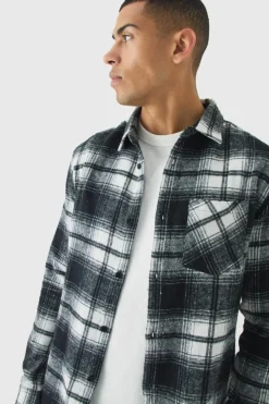 Best boohooMAN Regular Fit Flannel Check Long Sleeve Shirt black