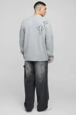 Hot boohooMAN Regular Fit Fluffy Cross Knitted Cardigan grey