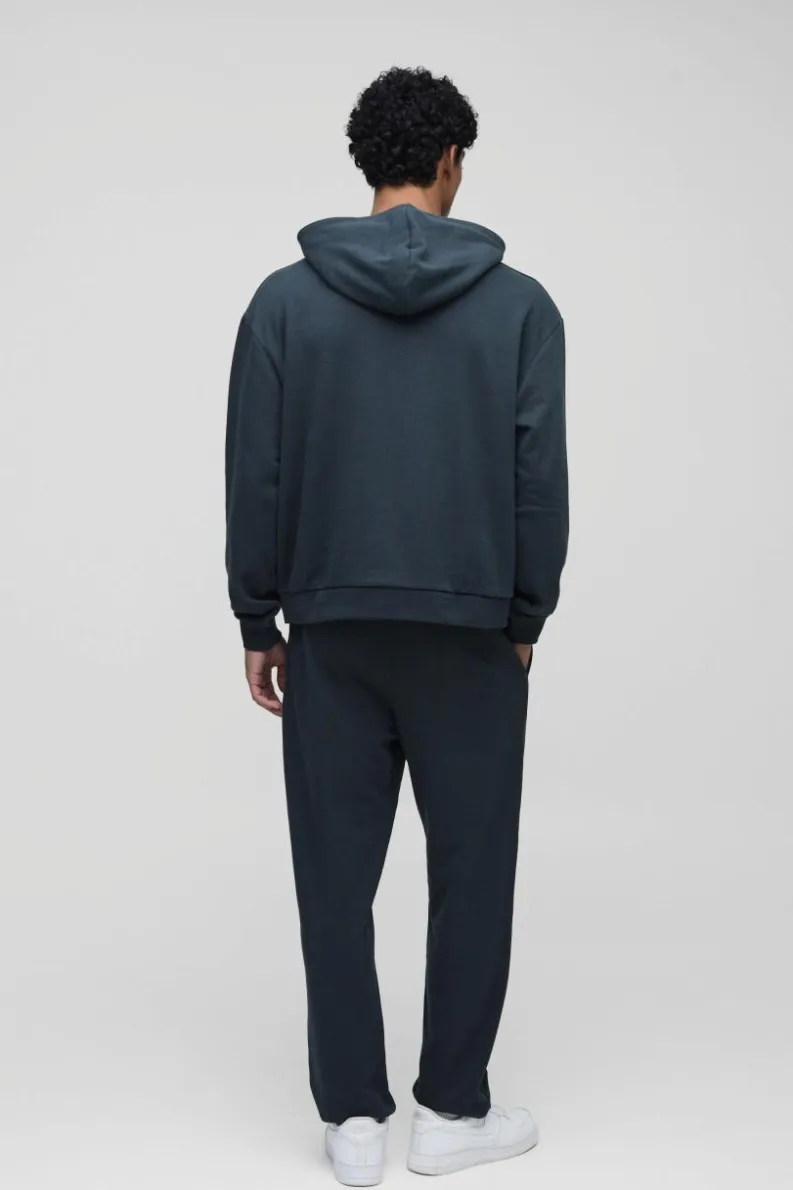 Clearance boohooMAN Regular Fit Heavyweight Bound Jogger charcoal