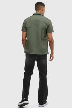 Shop boohooMAN Regular Fit Leopard Jacquard Shirt gun metal