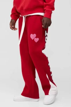 Cheap boohooMAN Regular Fit Limited Edition Gusset Joggers red