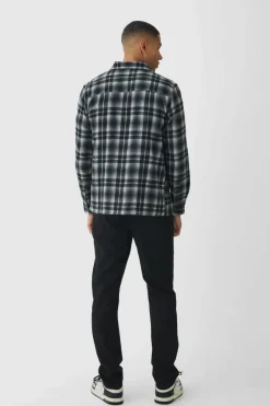 Fashion boohooMAN Regular Fit Long Sleeve Check Shirt black
