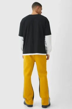 Online boohooMAN Regular Fit Ltd Edt Man Paint Splatter Gusset Jogger yellow