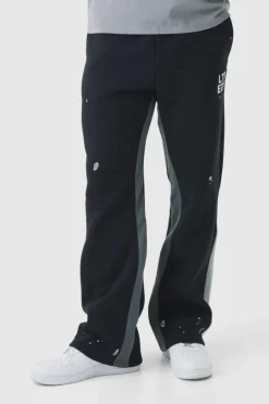 Sale boohooMAN Regular Fit Ltd Edt Paint Splatter Gusset Jogger black