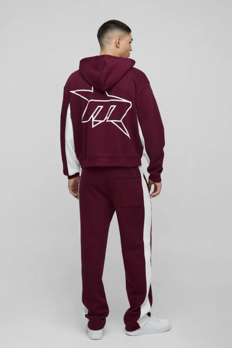 Flash Sale boohooMAN Regular Fit M Star Side Panel Jogger burgundy