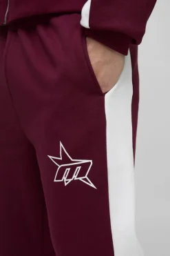 Flash Sale boohooMAN Regular Fit M Star Side Panel Jogger burgundy