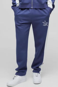 Online boohooMAN Regular Fit M Star Side Panel Jogger navy