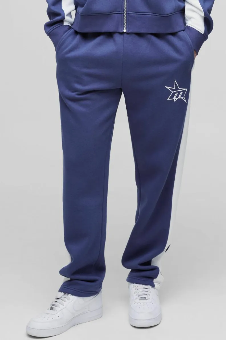 Online boohooMAN Regular Fit M Star Side Panel Jogger navy