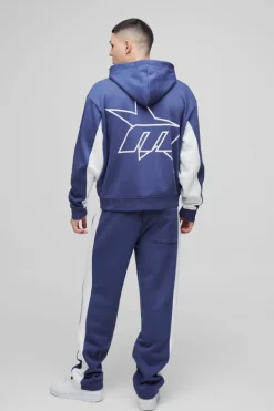 Online boohooMAN Regular Fit M Star Side Panel Jogger navy