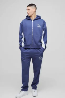 Online boohooMAN Regular Fit M Star Side Panel Jogger navy
