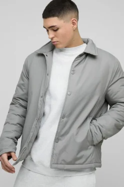 Hot boohooMAN Regular Fit Nylon Coach Jacket stone