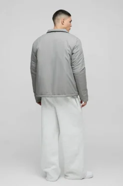 Hot boohooMAN Regular Fit Nylon Coach Jacket stone