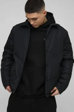 Best boohooMAN Regular Fit Nylon Coach Jacket black