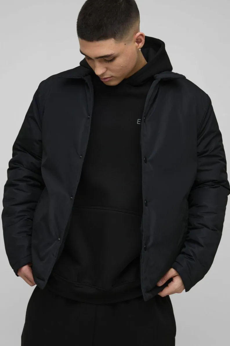 Best boohooMAN Regular Fit Nylon Coach Jacket black