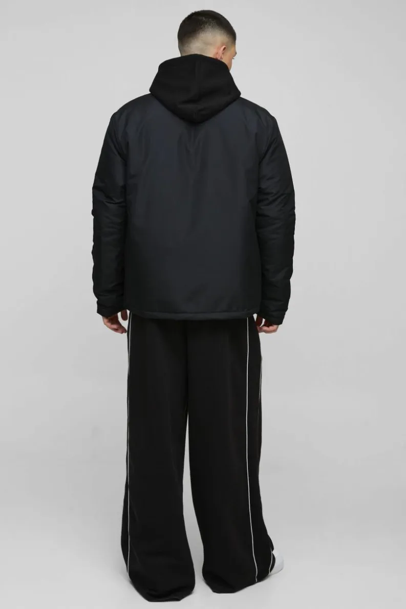 Best boohooMAN Regular Fit Nylon Coach Jacket black