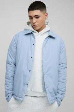 Outlet boohooMAN Regular Fit Nylon Coach Jacket light blue