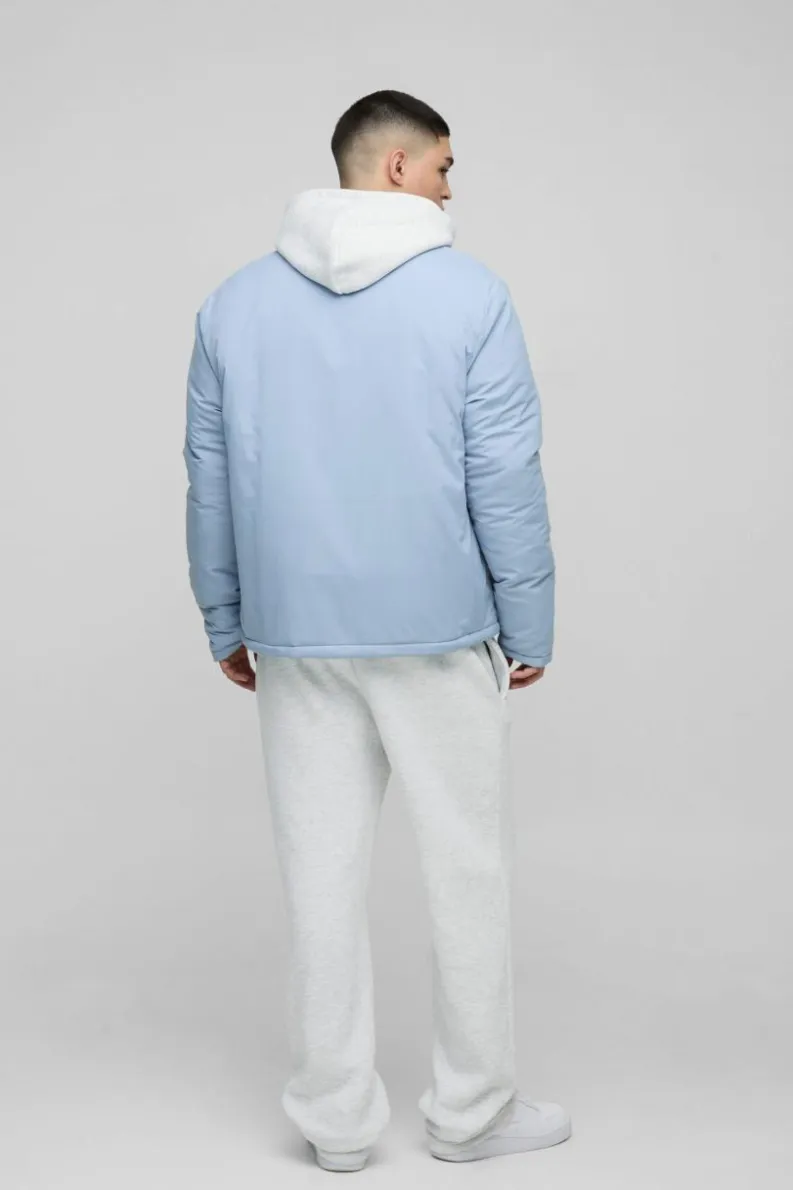 Outlet boohooMAN Regular Fit Nylon Coach Jacket light blue