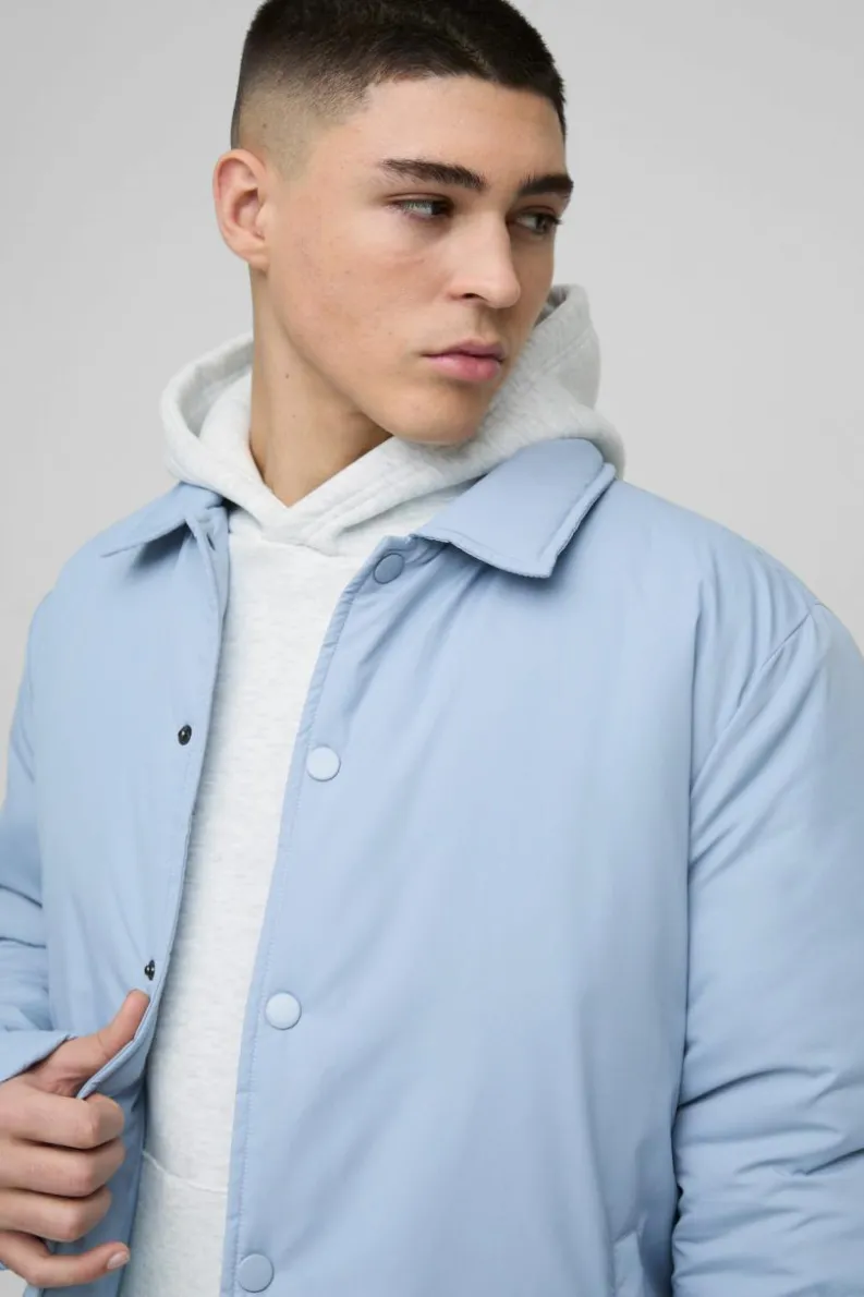 Outlet boohooMAN Regular Fit Nylon Coach Jacket light blue
