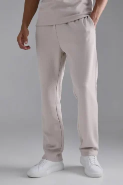 Best boohooMAN Regular Fit Pique Jogger stone