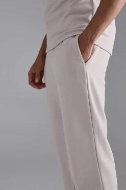 Best boohooMAN Regular Fit Pique Jogger stone