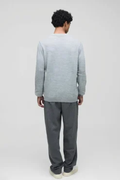 Flash Sale boohooMAN Regular Fit Ribbed Panel Elbow Patch Crew Knitted Jumper light grey