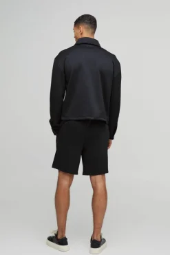 Clearance boohooMAN Regular Fit Scuba Overshirt black