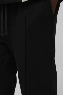 Online boohooMAN Regular Fit Split Hem Heavyweight Jogger black