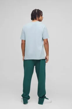 Flash Sale boohooMAN Regular Fit Spray Wash Heavy Waffle Embroidered Split Hem Jogger khaki