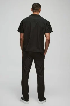 Cheap boohoo Regular Fit Technical Stretch Homme Set black