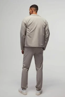 Outlet boohoo Regular Fit Technical Stretch Homme Set grey