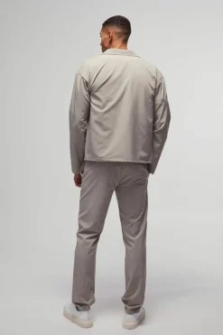 Hot boohooMAN Regular Fit Technical Stretch Homme Overshirt grey