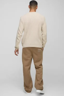 Flash Sale boohooMAN Regular Fit Waffle Knit Jumper ecru