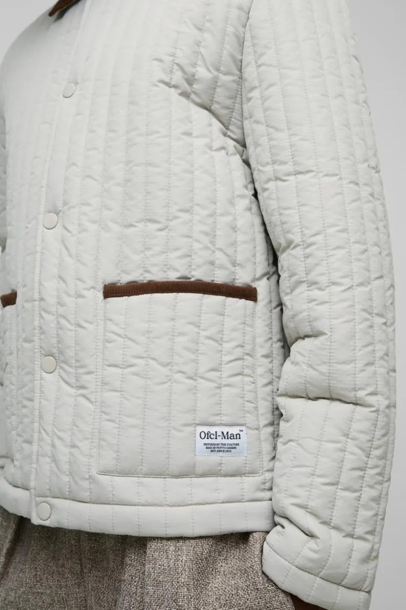Cheap boohooMAN Regular Lightweight Quilted Coach Jacket stone